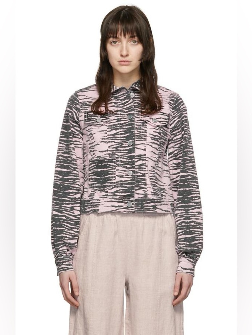 Ganni lilac zebra organic cotton denim jacket
